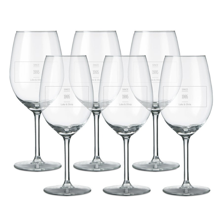 Personalised Red Wine Glasses - 6 pcs