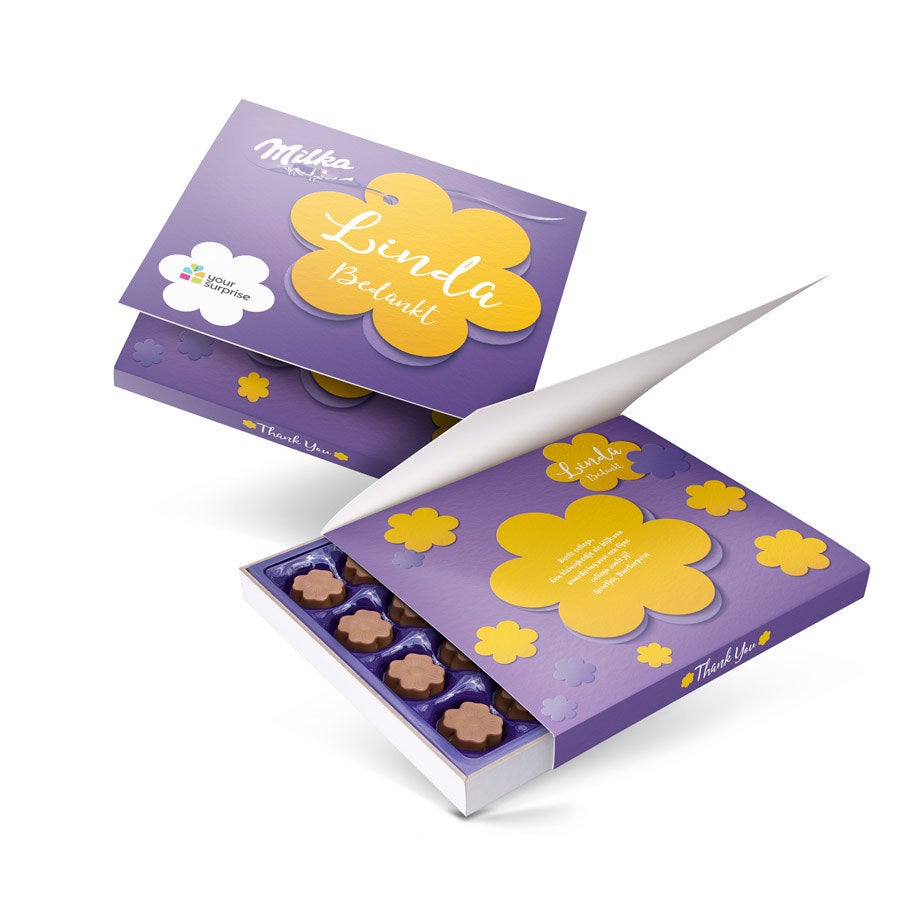 Say it with Milka giftbox bedrukken - Bedankt - 110 gram Say it with Milka giftbox bedrukken - Bedankt - 110 gram