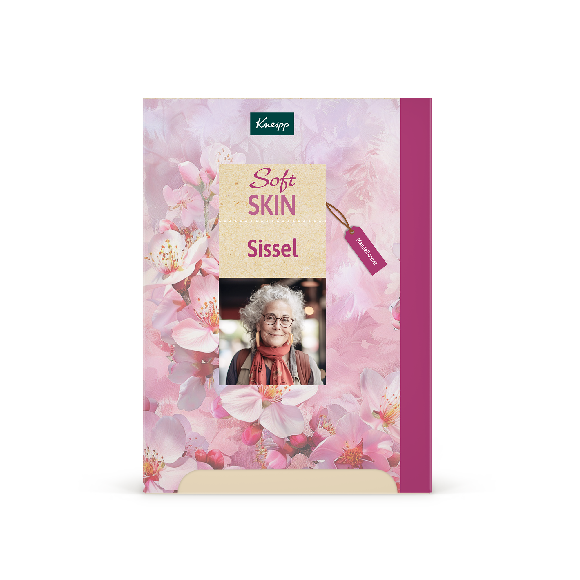 Personlig Kneipp Dame gaveeske - Kneipp design med rosa mandelblomster, tilpasset med et foto og navn.