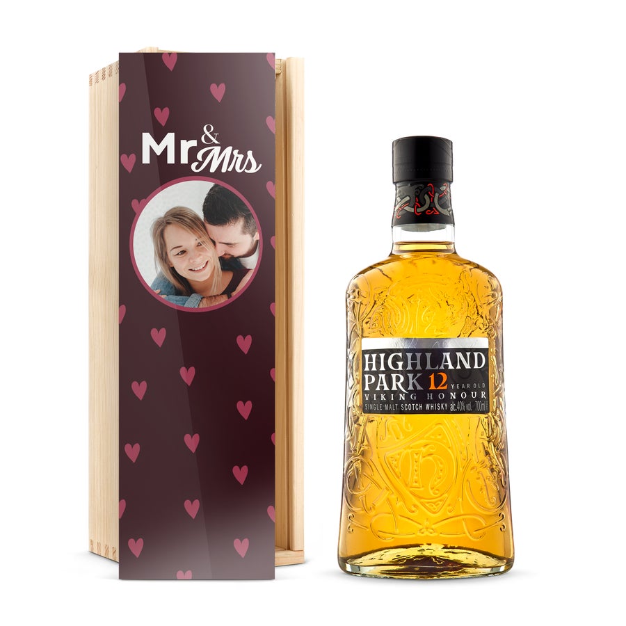 Whisky in bedrukte kist - Highland Park 12 Years Whisky in bedrukte kist - Highland Park 12 Years