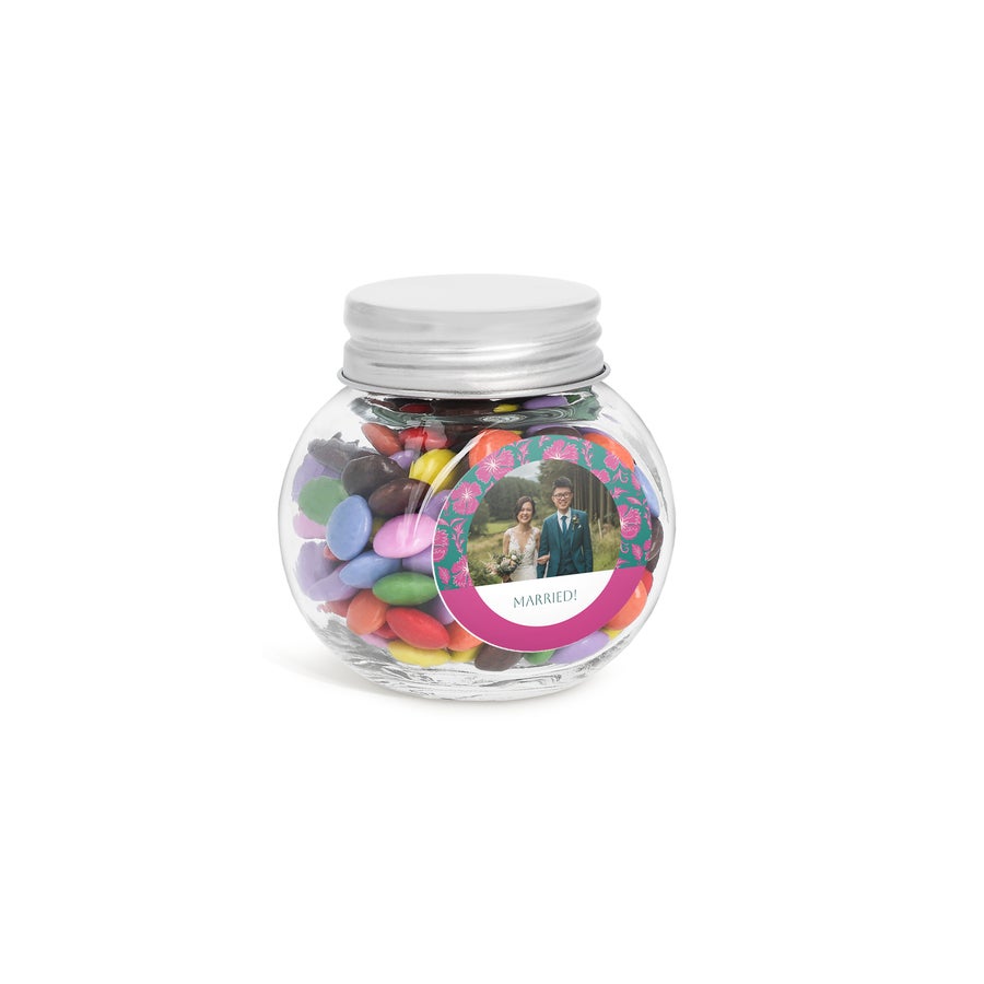 Personalised Mini Glass Jar Favours with Chocolates Personalised Mini Glass Jar Favours with Chocolates