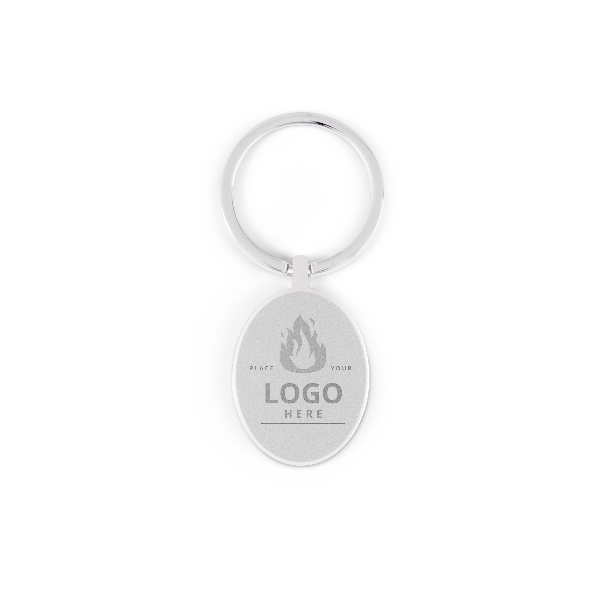 Llavero ovalado metálico con grabado personalizable para foto o logotipo.