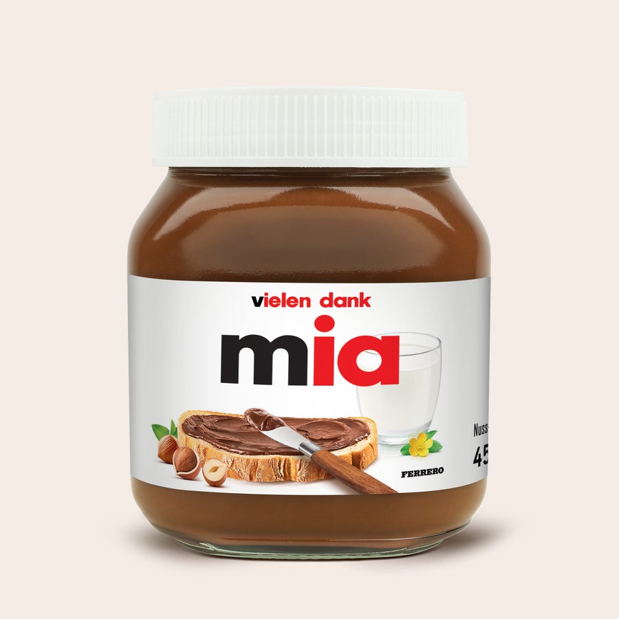 Personalisiertes nutella®-Glas Personalisiertes nutella® Glas mit dem Namen Mia und dem Schriftzug