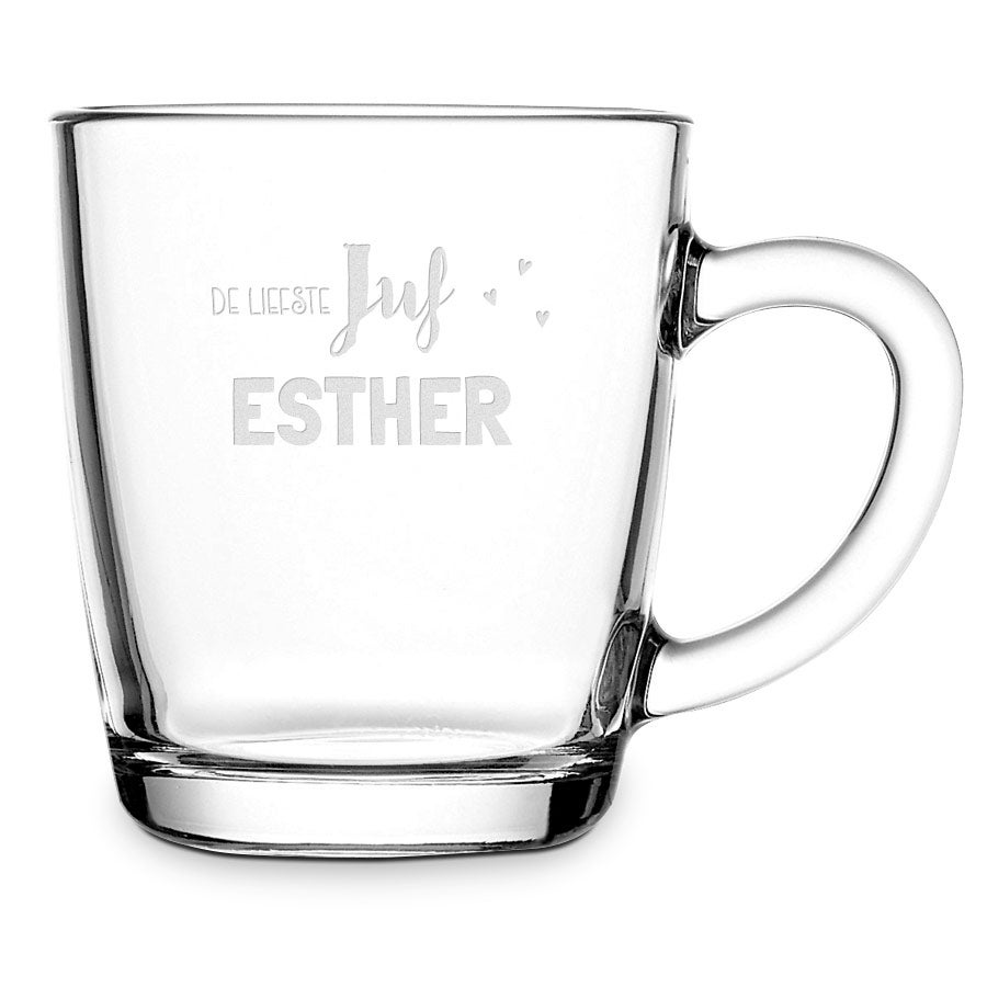 Juf / Meester theeglazen graveren Juf / Meester theeglazen graveren