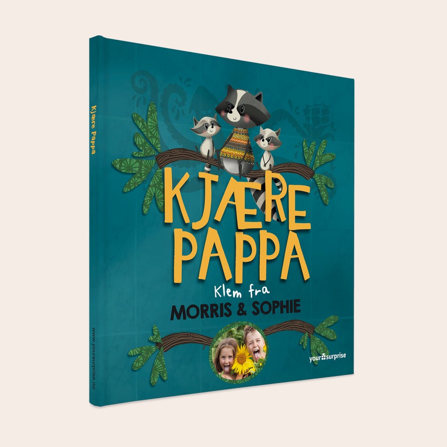 Personlig pappa bok - Kjære Pappa Denne nydelige boken er personlig tilpasset med tekst "Kjære Pappa Klem fra Morris & Sophie" og et bilde.