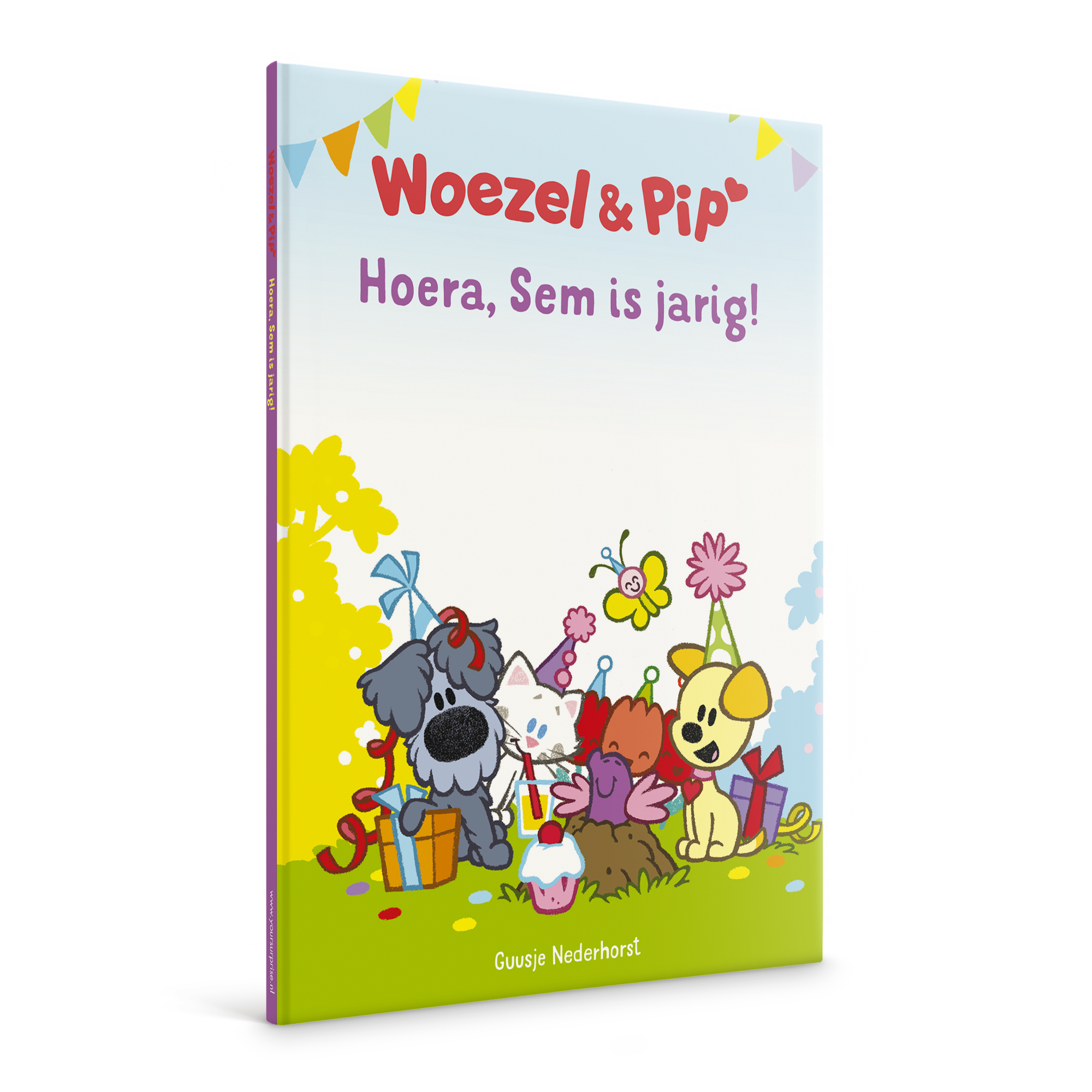 Woezel & Pip boek met naam en foto - Verjaardag - XL (Hardcover), gepersonaliseerd met de naam "Sem" op de cover.