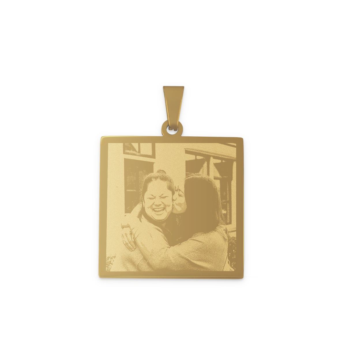 Zawieszka kwadratowa ze zdjęciem - złota