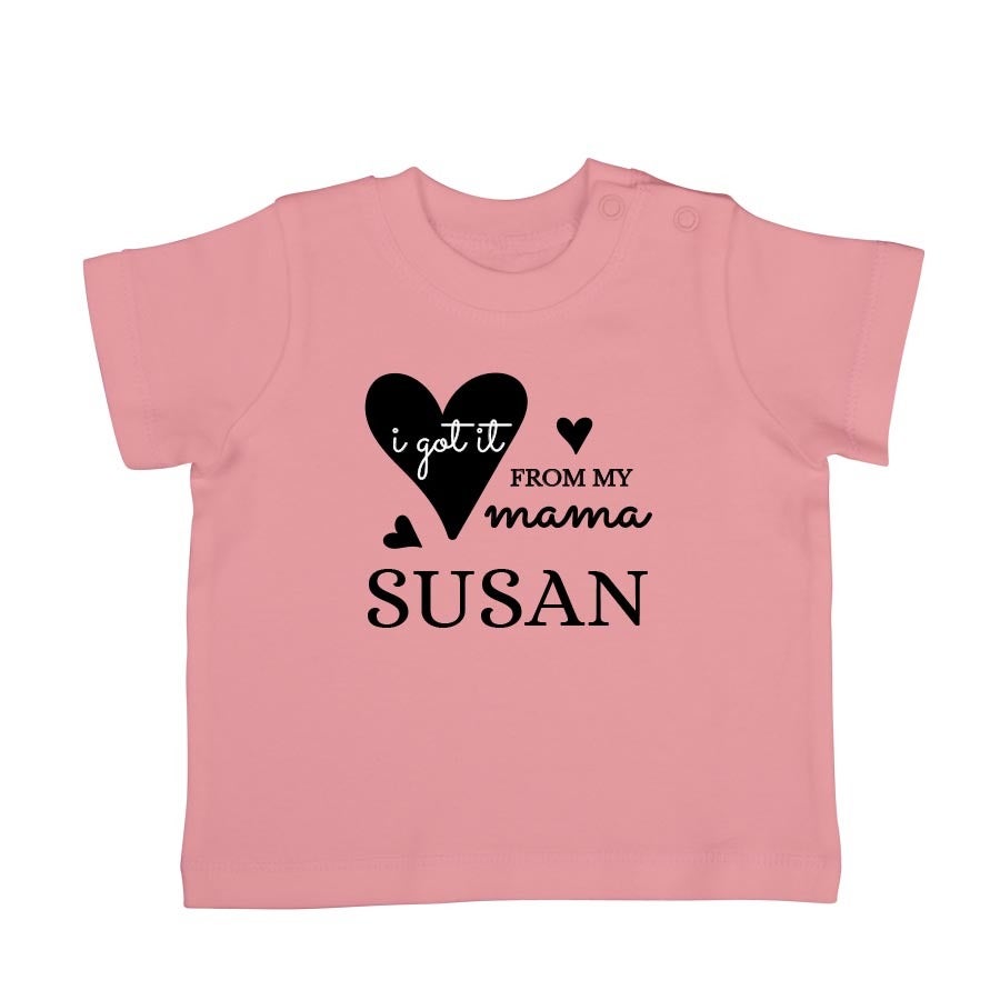 Tricou personalizat pentru bebeluși - Mânecă scurtă - Roz - 62/68