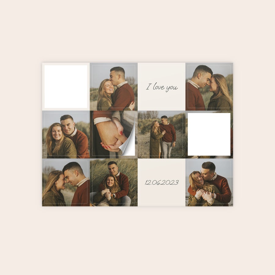 Foto samolepky Personalizované samolepky s koláží fotografií páru, textem "I love you" a datem 12.06.2023.