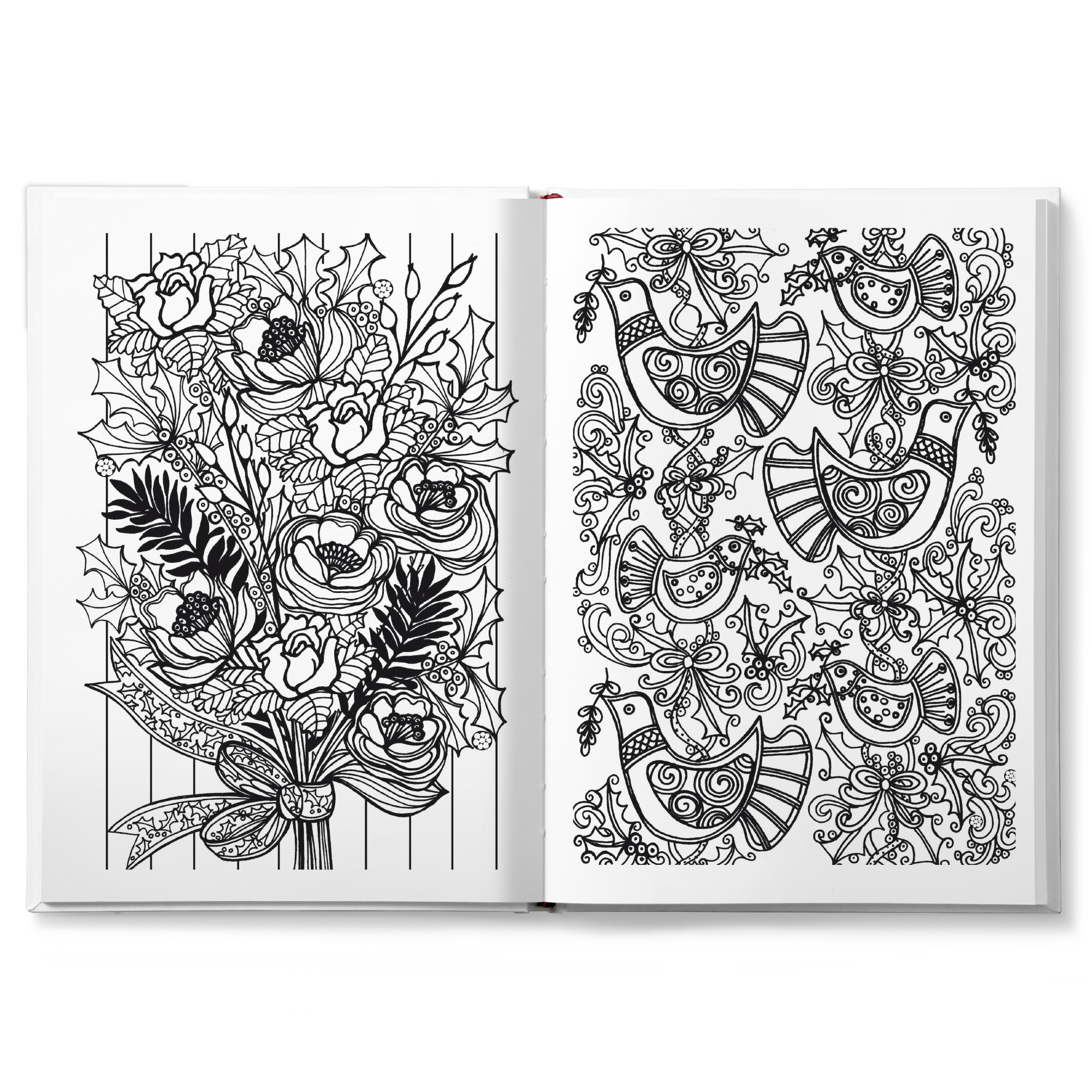 Open Kleurboek voor volwassenen Het grote winter met gedetailleerde tekeningen van vogels en bloemen. Personaliseer met jouw naam.