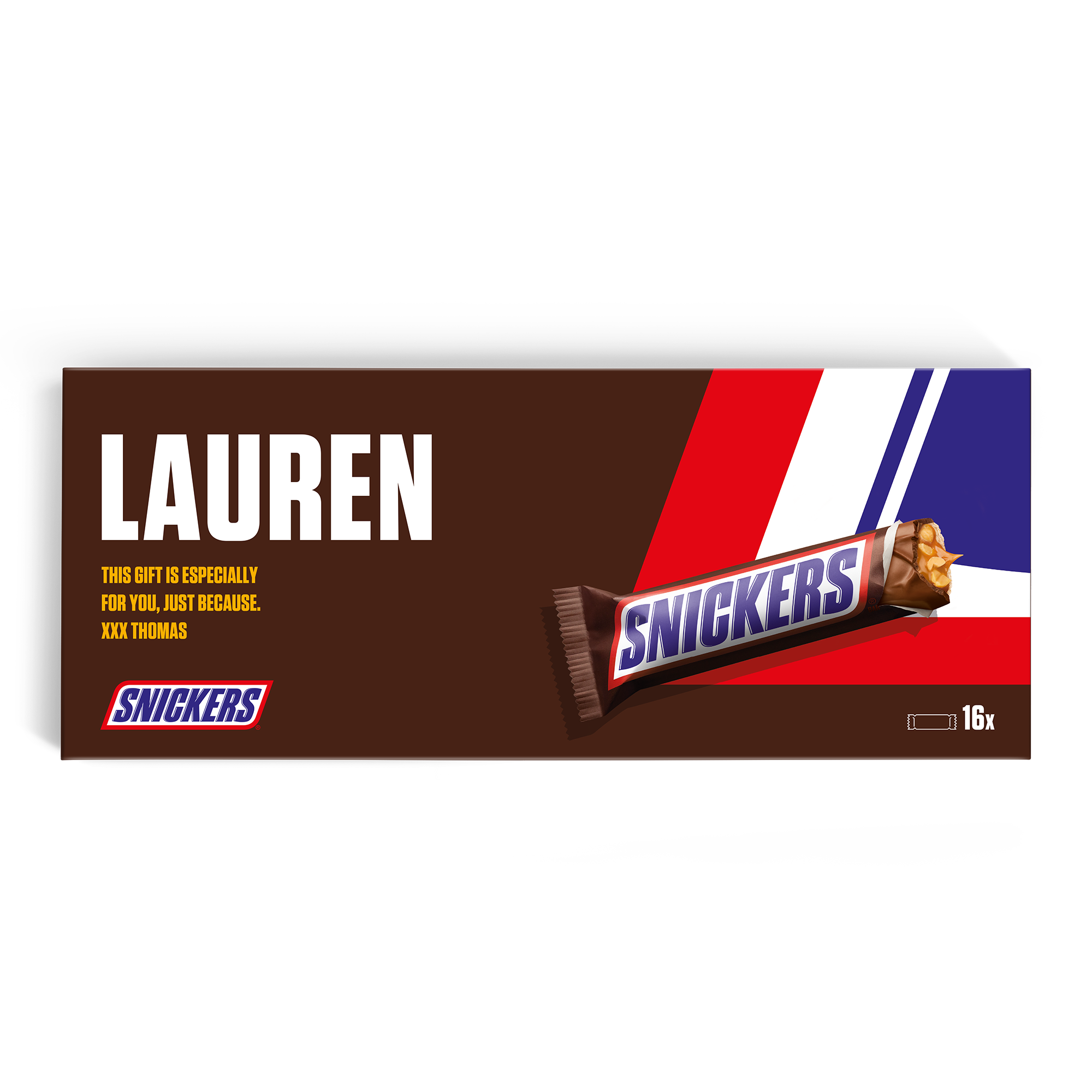 Mega Snickers čokoládová tyčinka s potiskem jména a fotografie