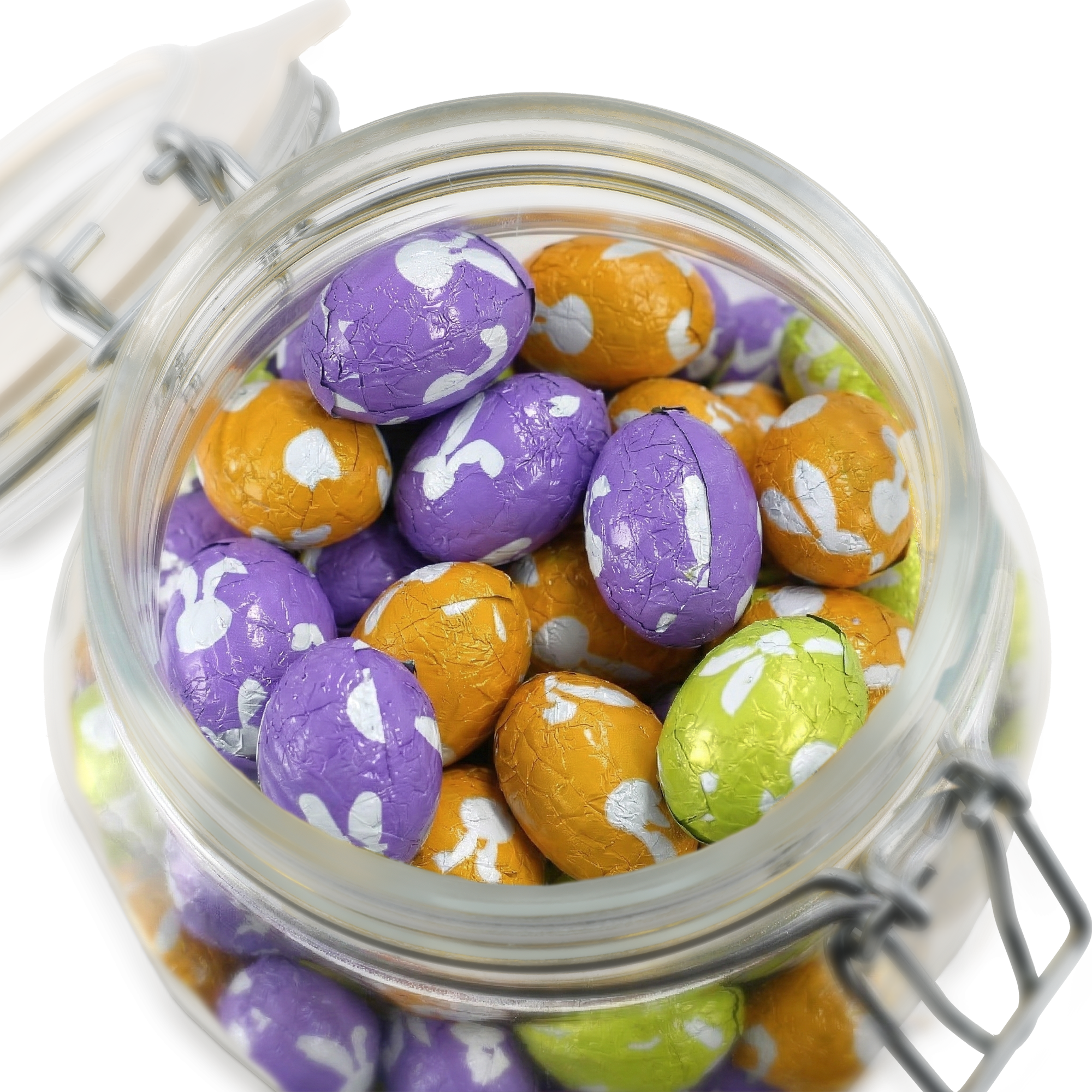 Chocolade paaseitjes in gepersonaliseerde pot