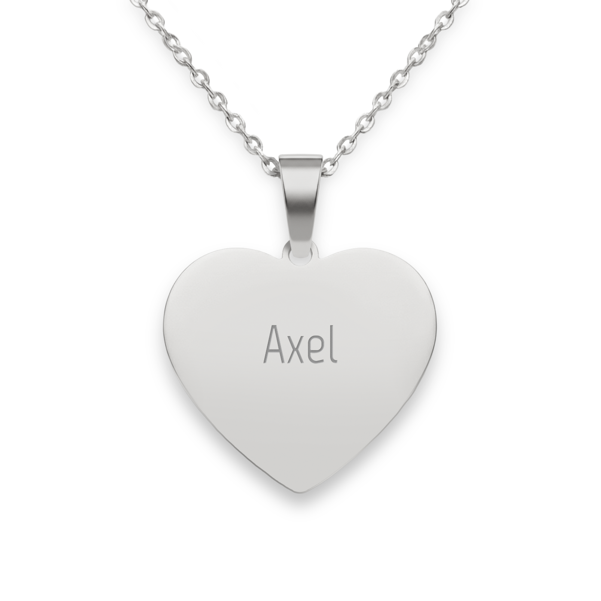 Collier cœur avec nom couleur argent gravé "Axel" un cadeau personnalisé unique