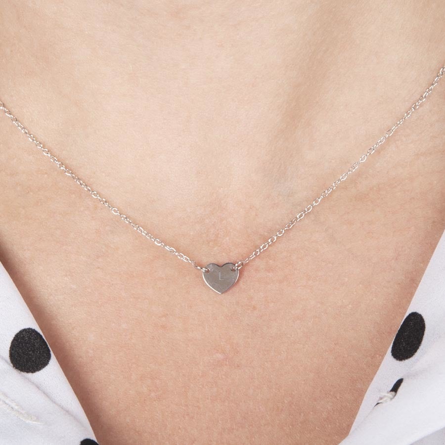 Zilveren ketting met initialen graveren - Hart Zilveren ketting met initialen graveren - Hart