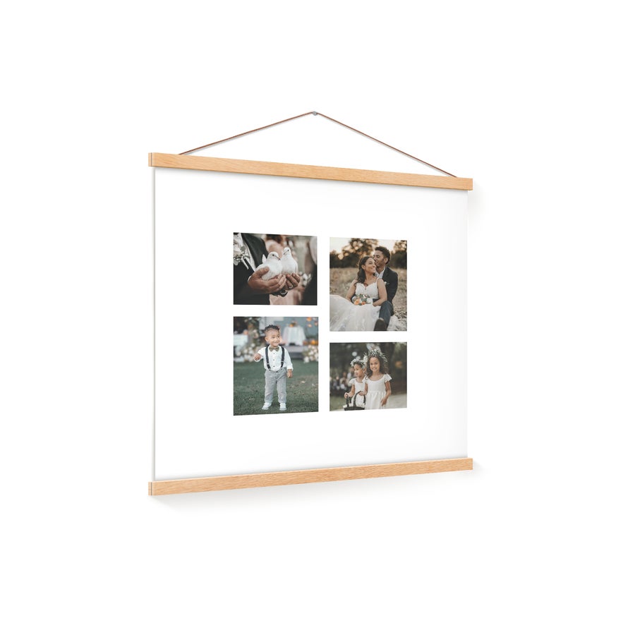 Personliggjort plakat med ophæng af træ - 50x50