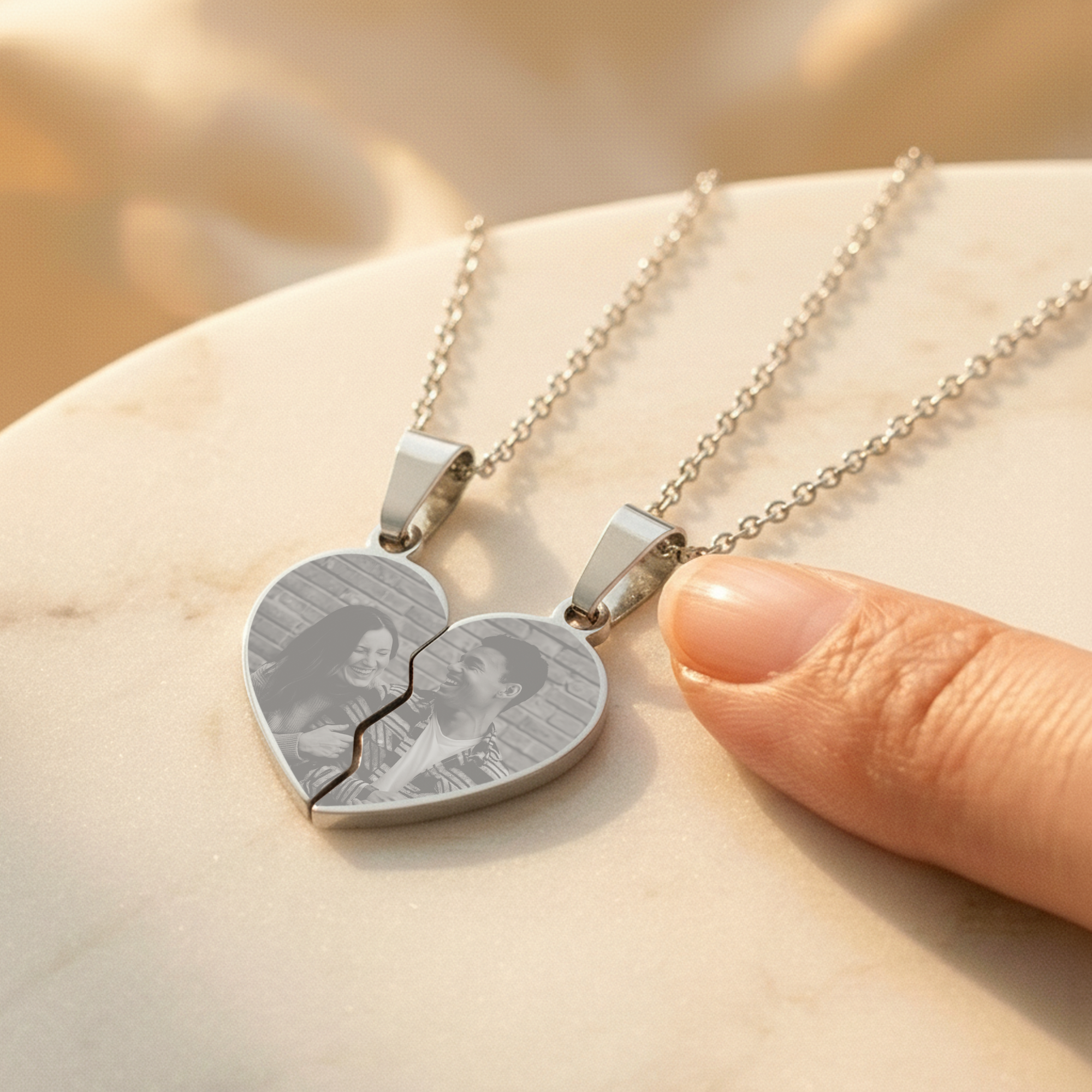 Engraved Broken Heart Necklace
