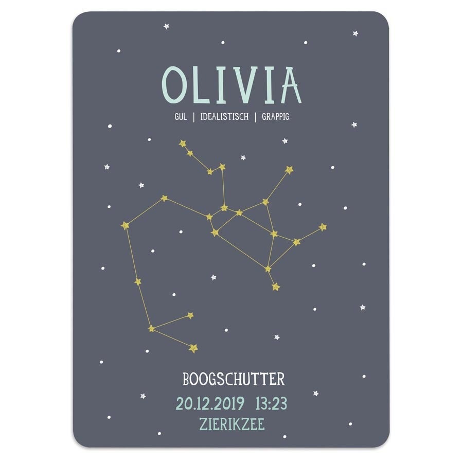 Milestone® Geboorteposter Hardboard - Sterrenbeeld