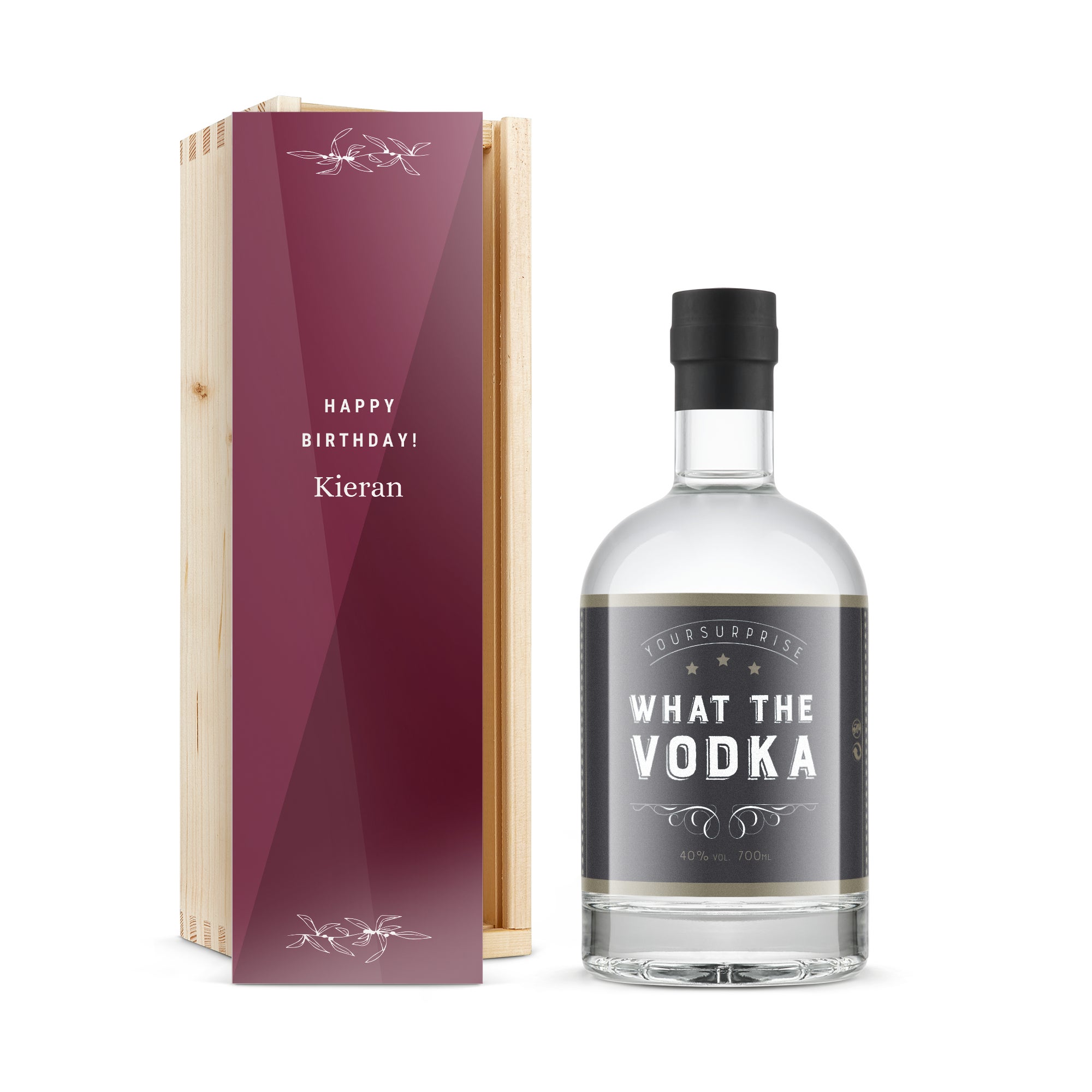 Personalised vodka gift - YourSurprise - Printed wooden case