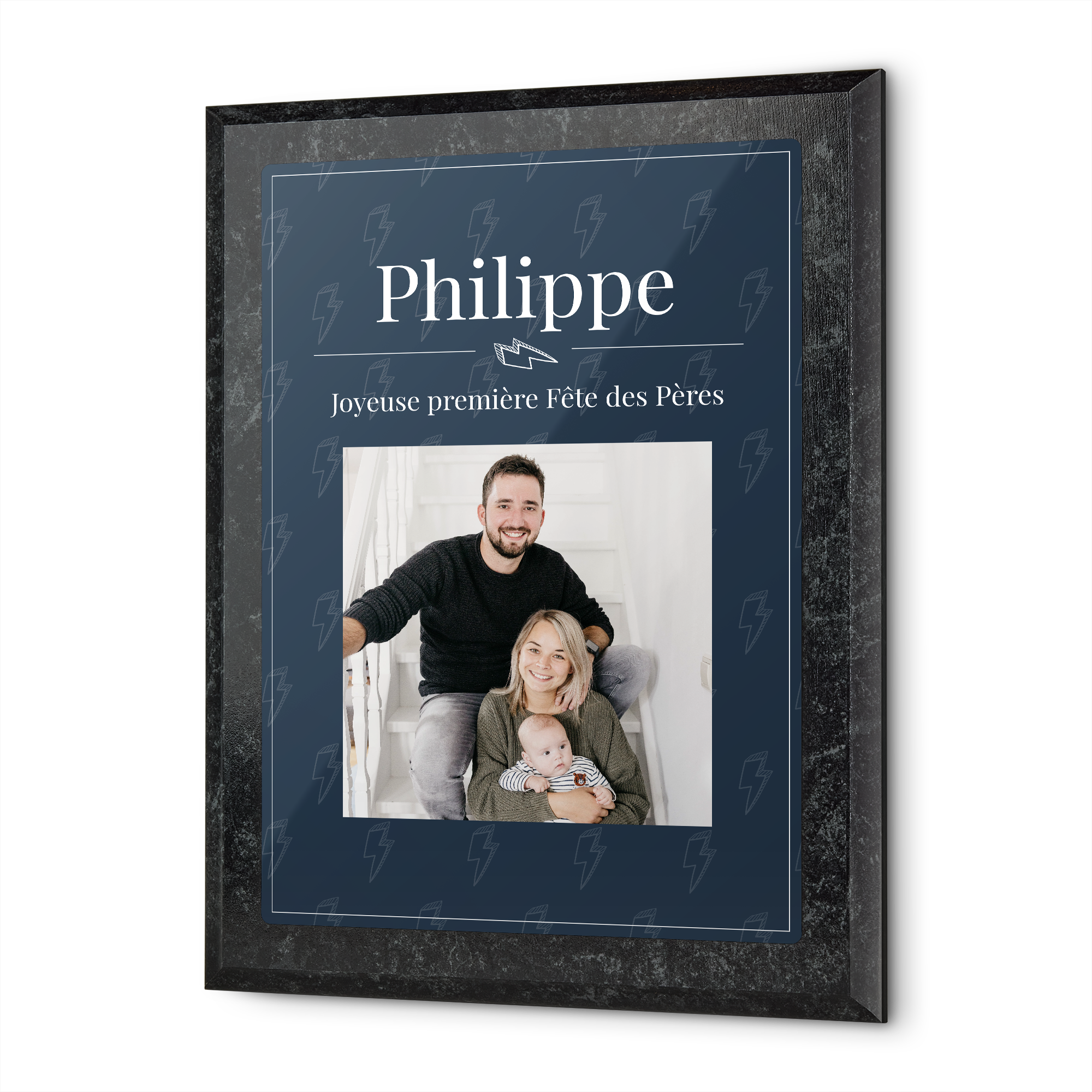 Diplôme personnalisé encadré avec photo de famille et le nom Philippe, pour le meilleur papa du monde