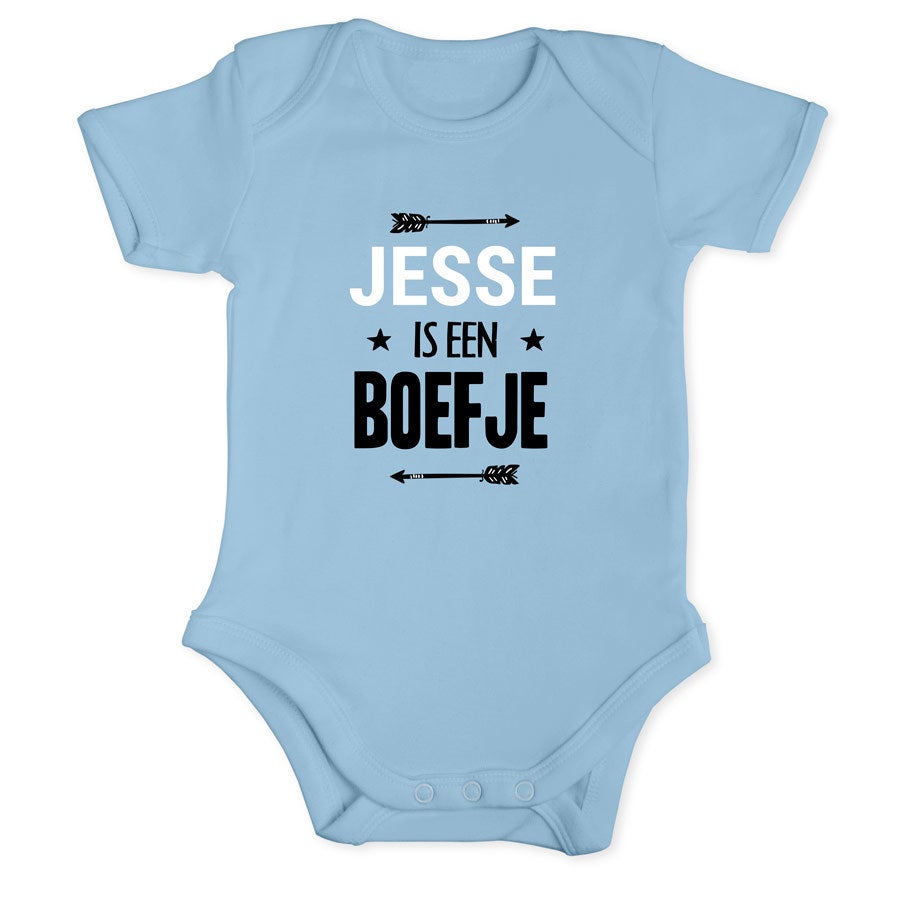 Romper bedrukken - Korte mouw - Babyblauw - 50/56