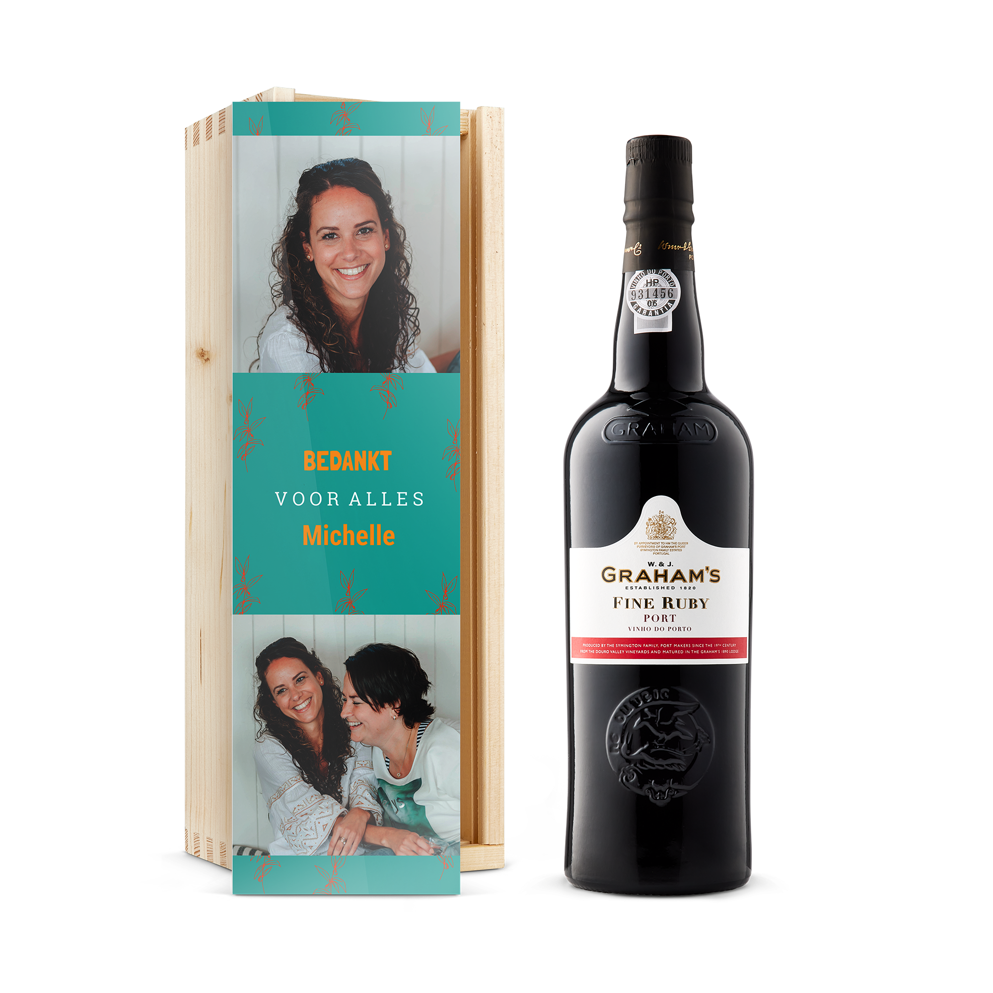 Port in bedrukte kist - Graham's Fine Ruby