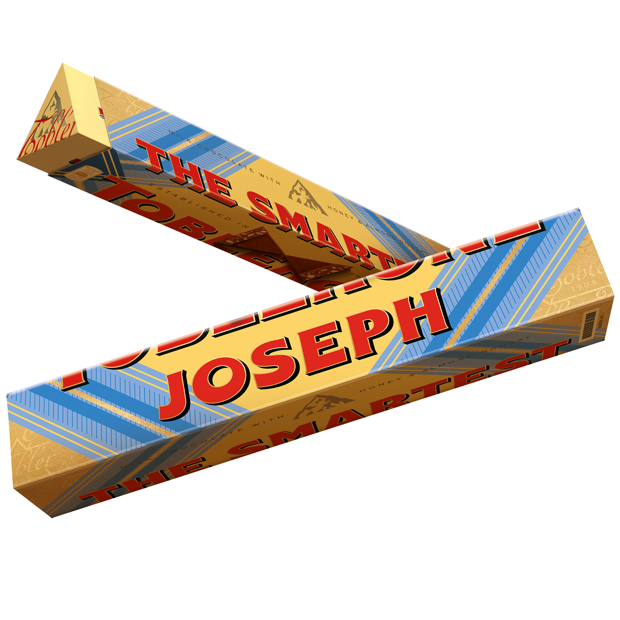 Barra de chocolate personalizada de Toblerone con el nombre 