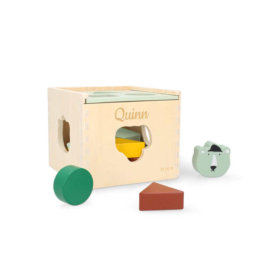 Cube de tri en bois Trixie avec nom | YourSurprise
