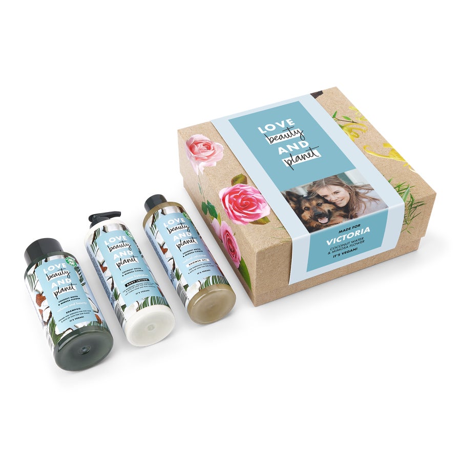 Personalised Love, Beauty & Planet gift set - Coconut Water & Mimosa Flower