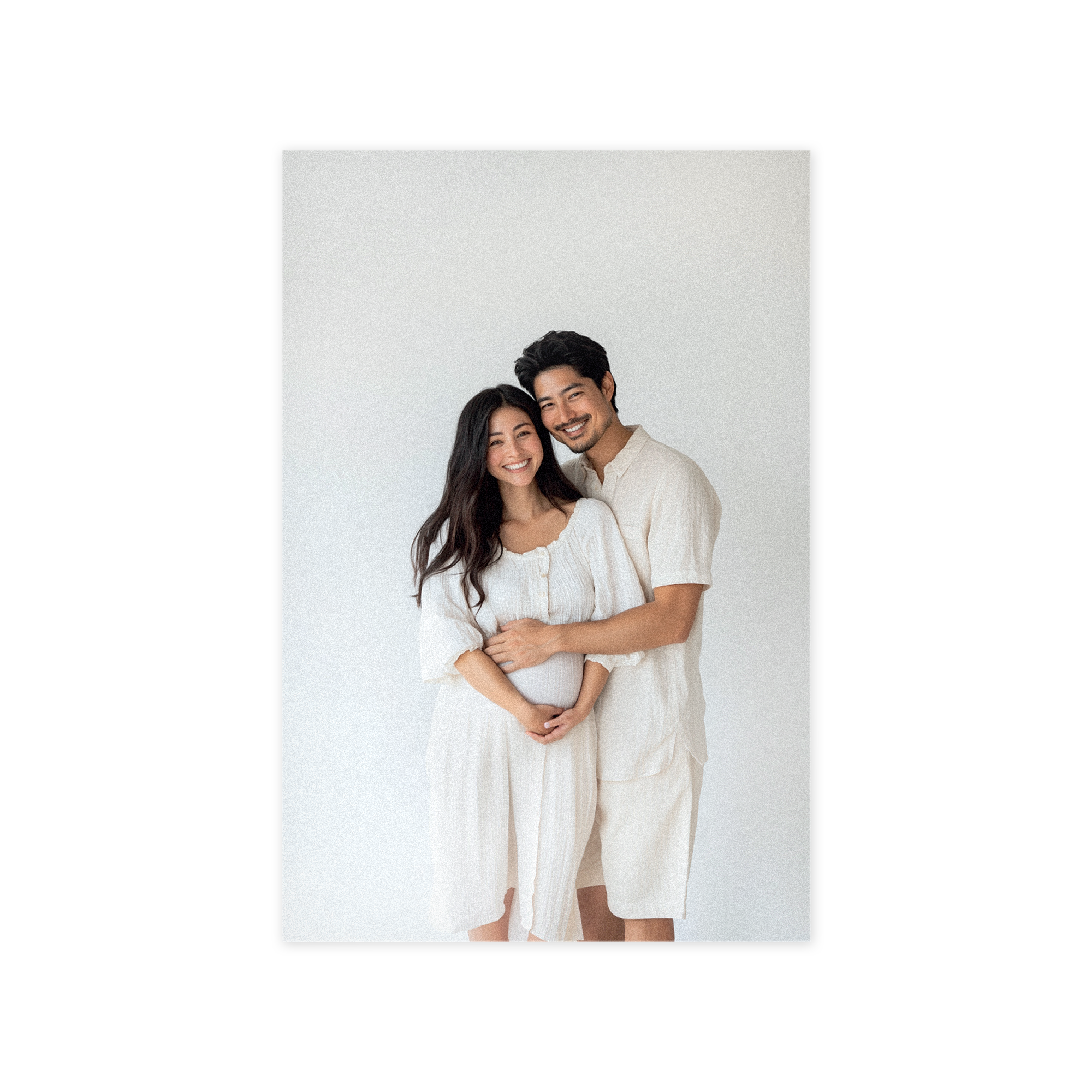 Uma foto no forex vertical com casal abraçado e sorridente, uma ótima decoração de parede