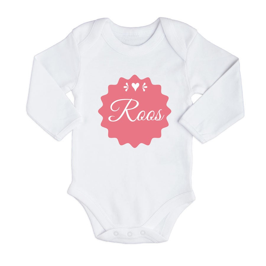 Romper bedrukken - Lange mouw - Wit - 62/68