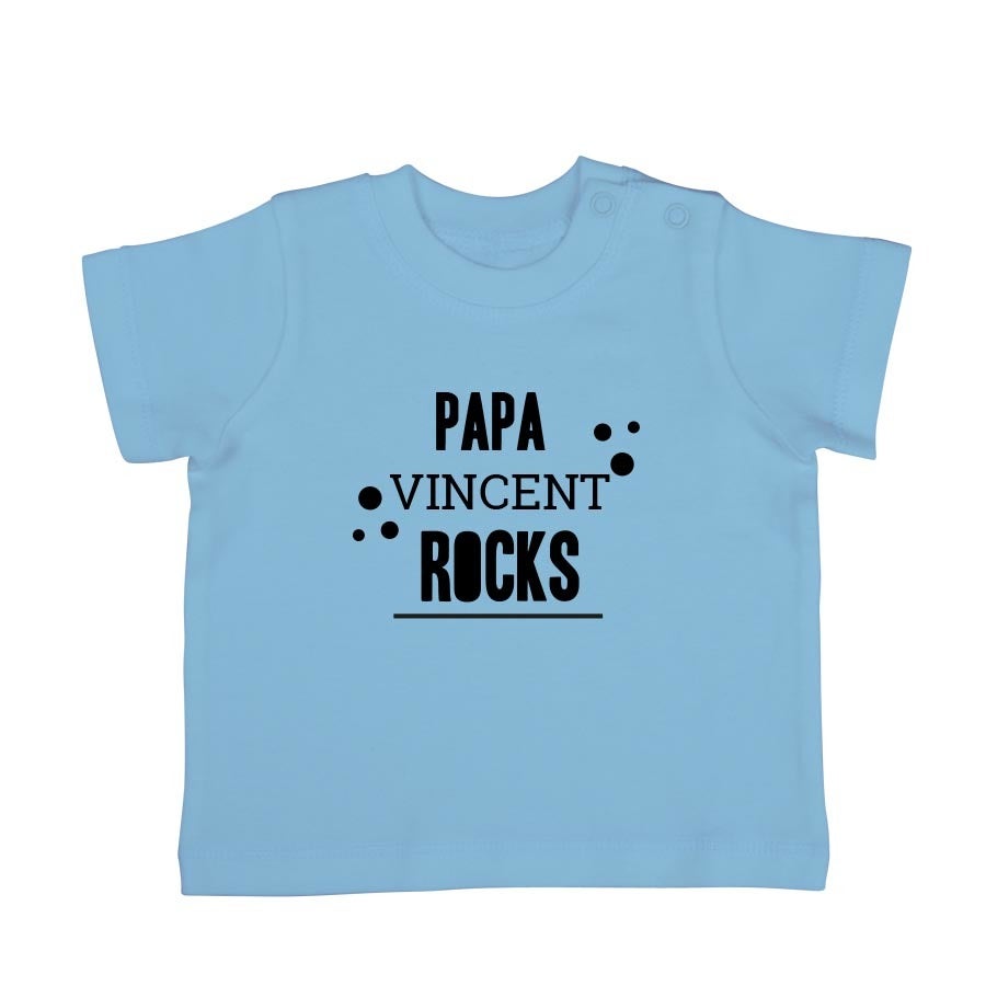 T-shirt bébé personnalisé - Manches courtes - Bleu ciel - 50/56