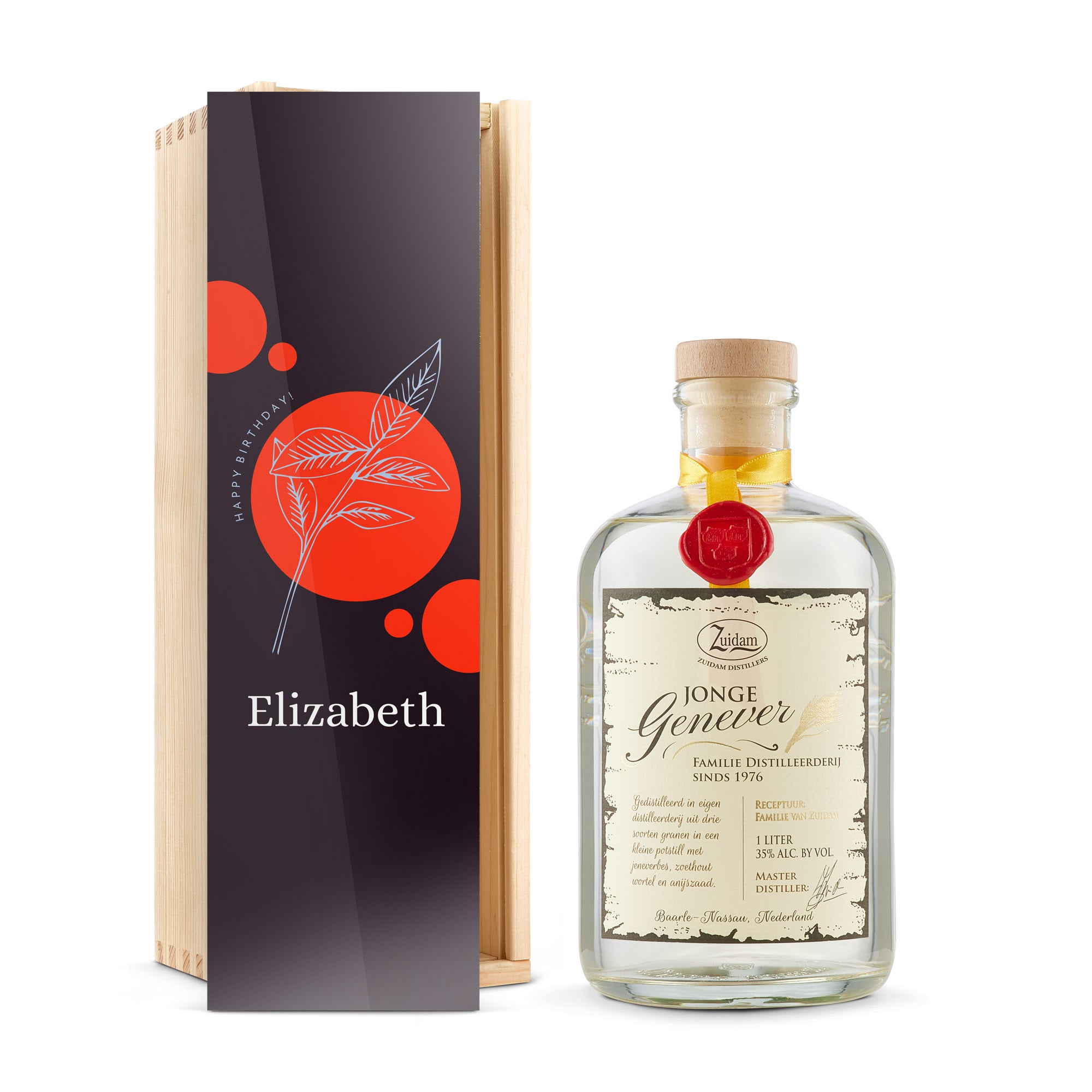 Personalised Dutch gin gift - Zuidam - Printed wooden case