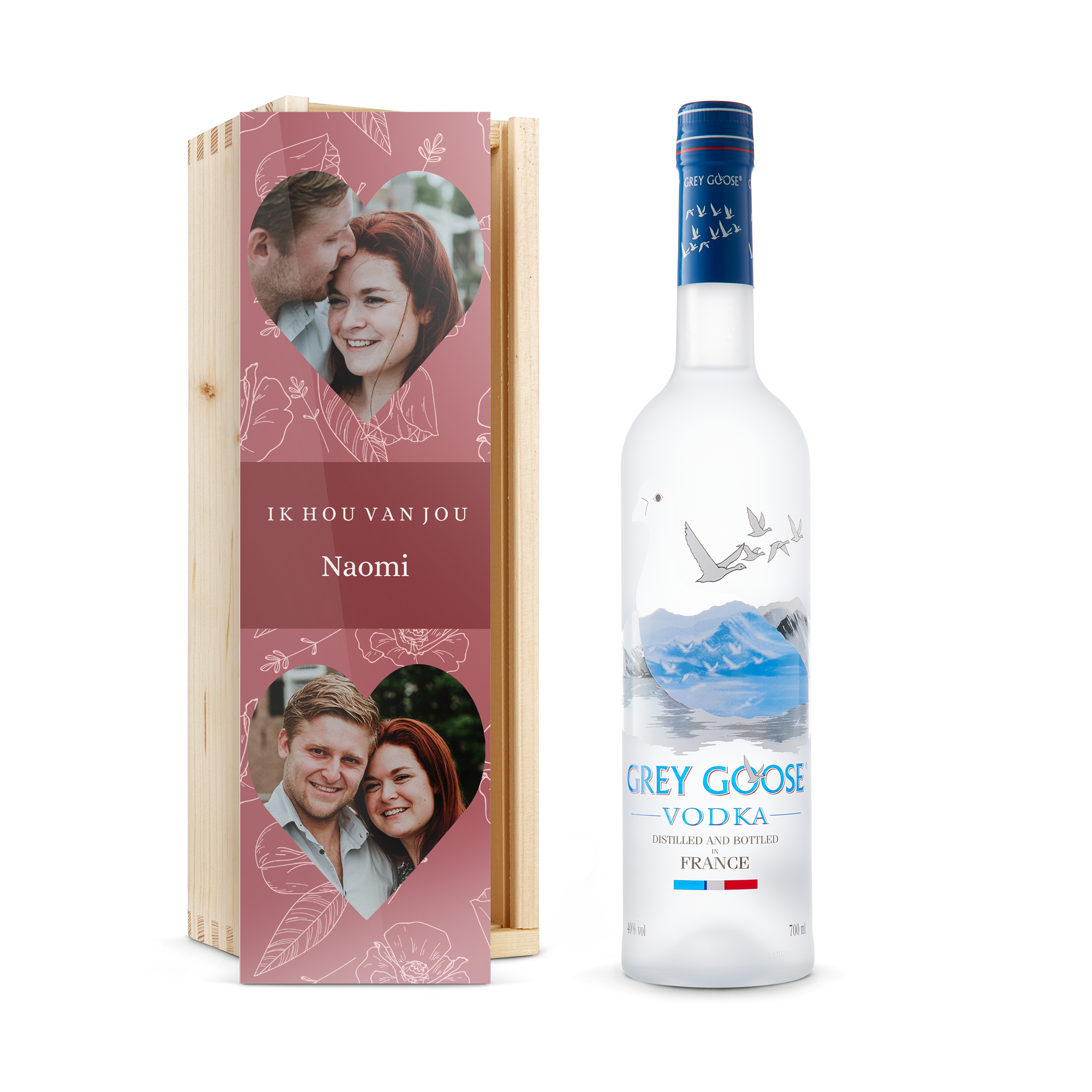 Vodka in bedrukte kist - Grey Goose