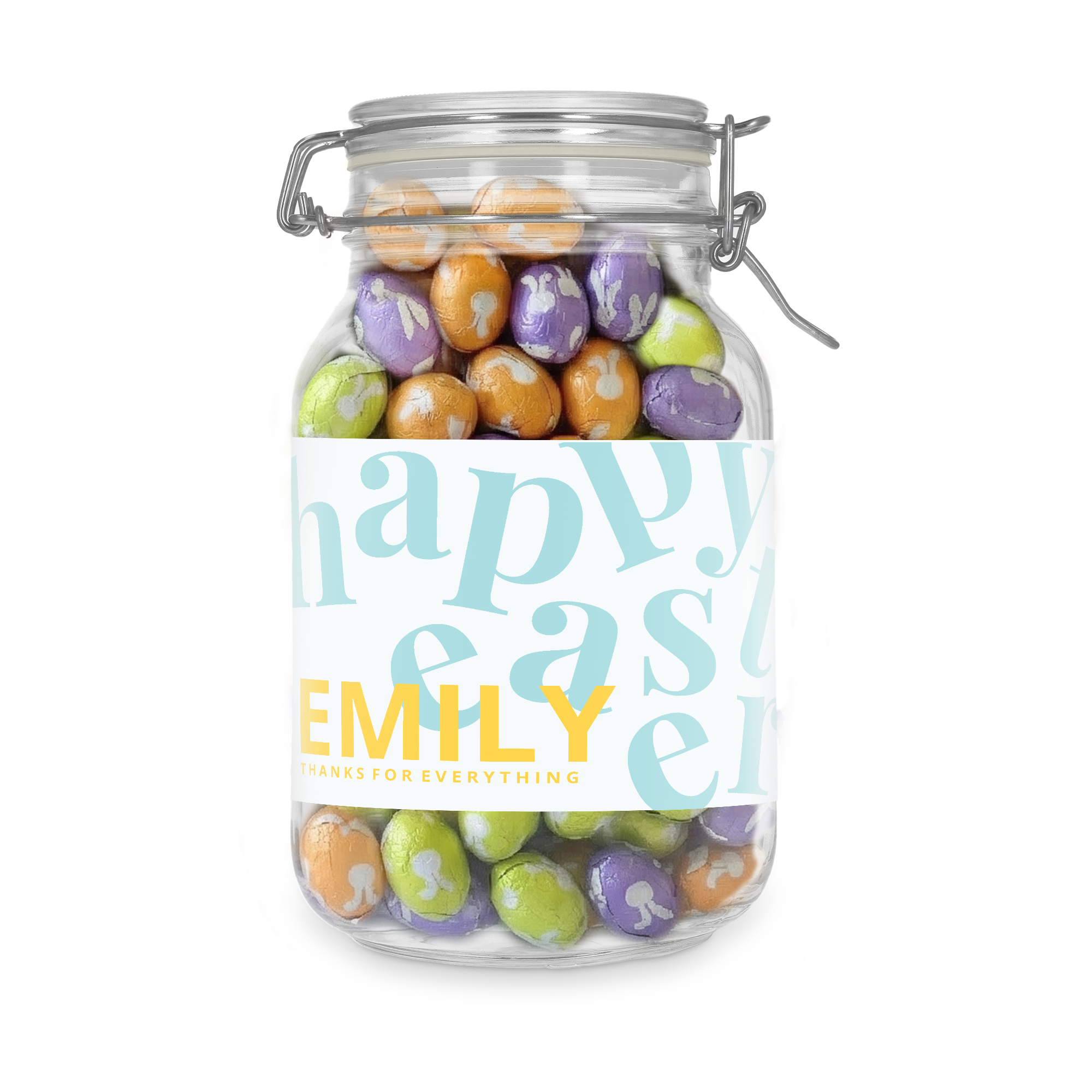 Bote de dulces personalizado - 2L - Huevos de chocolate