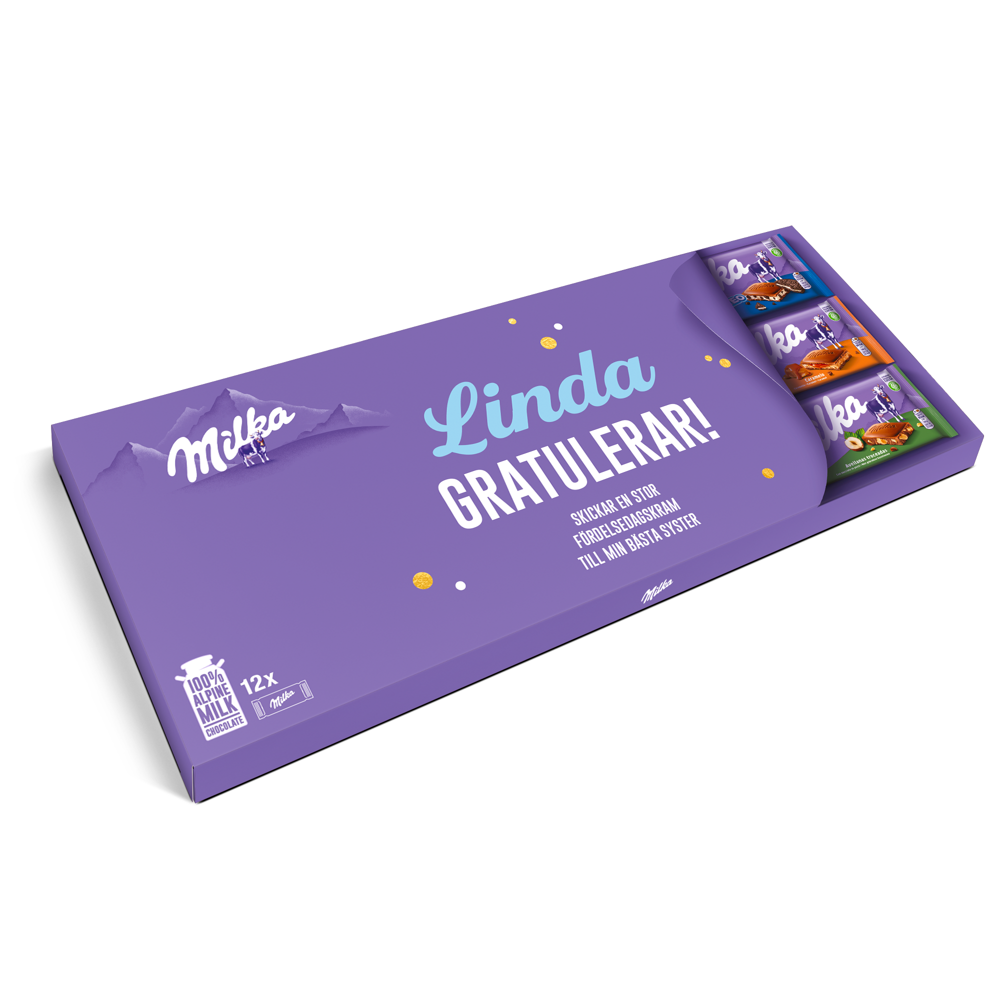 Mega Milka med tryckt namn