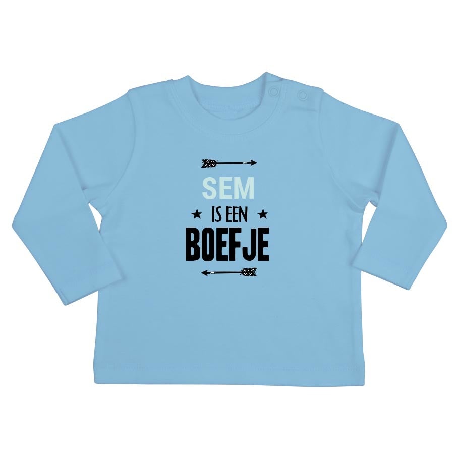 Baby shirt bedrukken - Lange mouw - Babyblauw - 62/68 Baby shirt bedrukken - Lange mouw - Babyblauw - 62/68