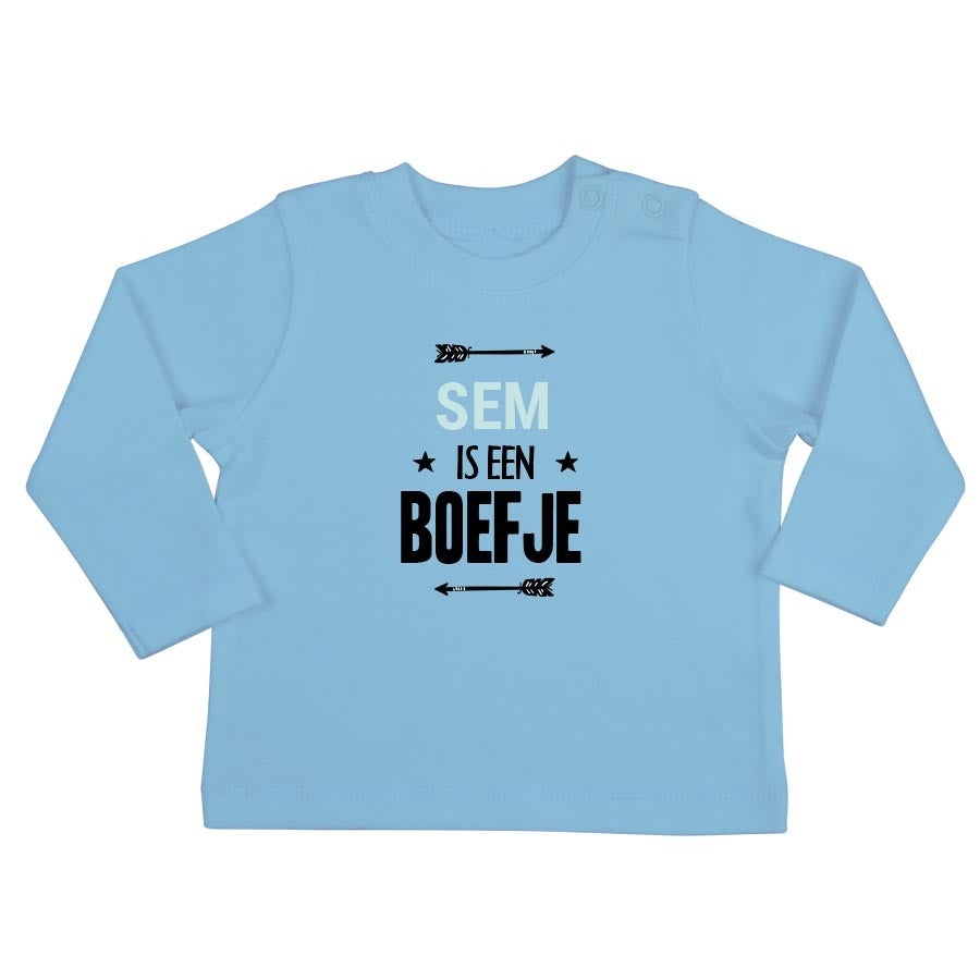 Baby shirt bedrukken - Lange mouw - Babyblauw - 62/68