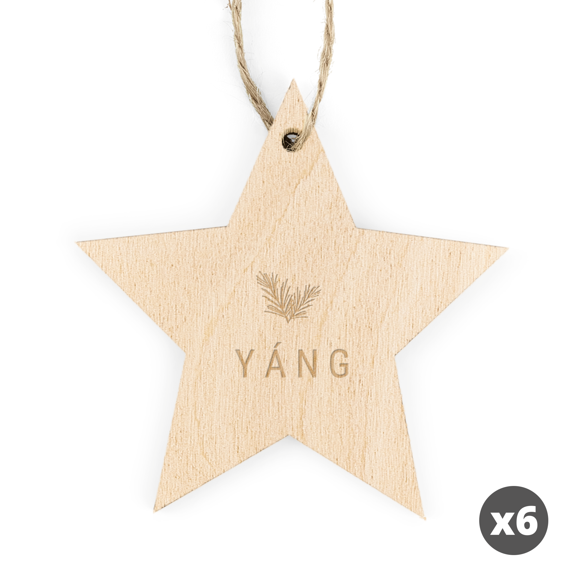 Houten kersthanger met naam