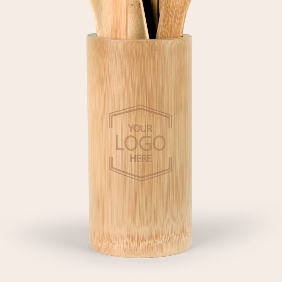 Personalised bamboo kitchen utensils Personalized bamboo kitchen utensils engraved with your custom logo design for the ultimate kitchen king or queen