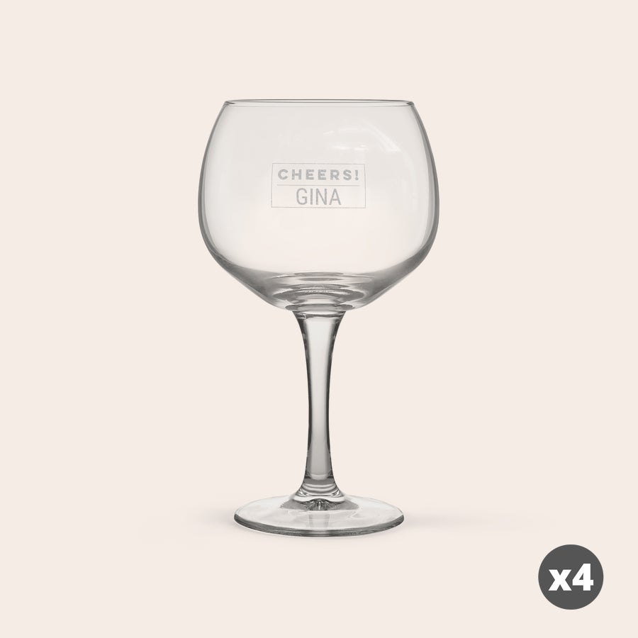 Bicchiere da Gin Personalizzato Bicchiere Gin & Tonic personalizzato inciso con il testo CHEERS GINA