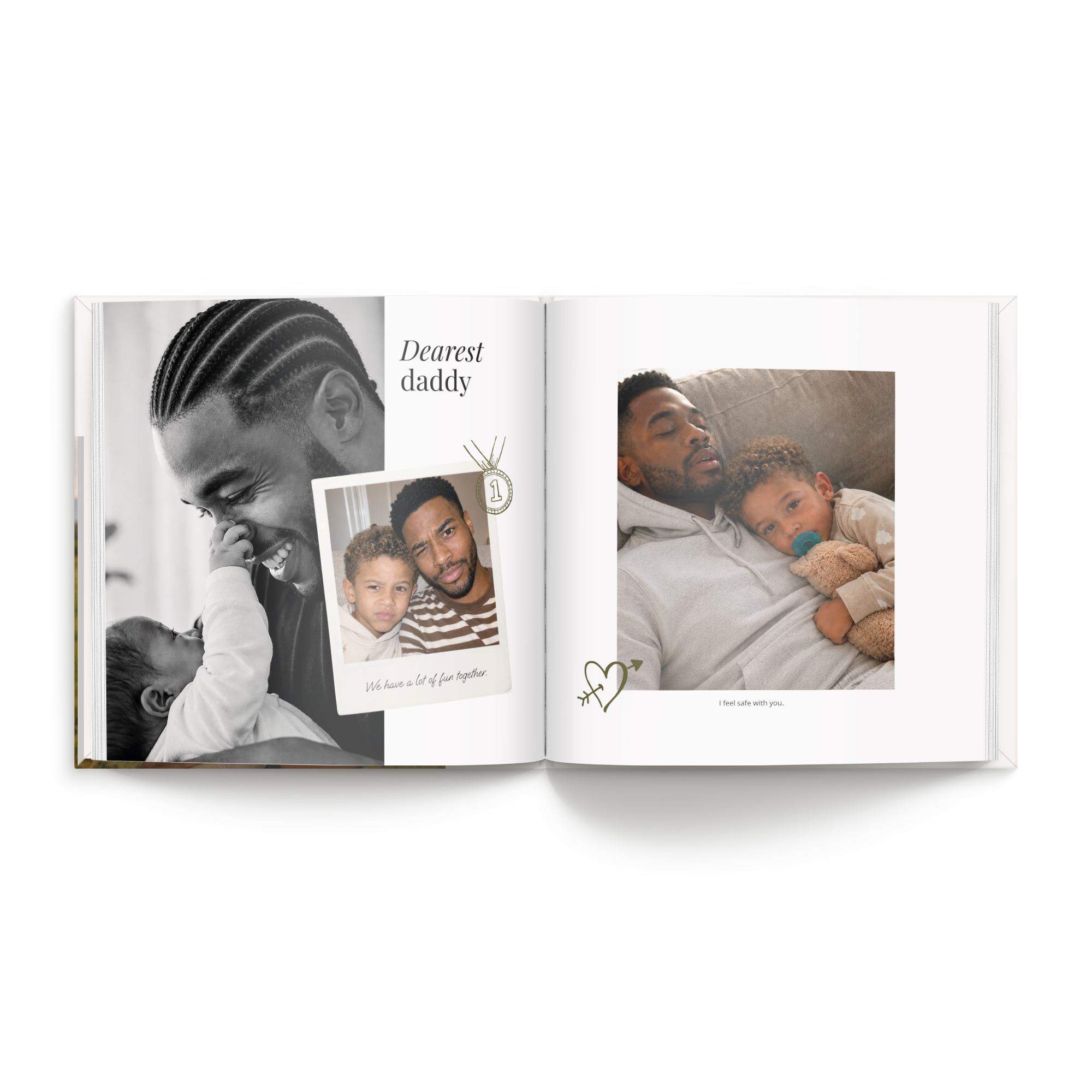 Álbum “Papá y yo” - XL - Tapa dura - a partir de 28 páginas personalizado con fotos impresas de padre e hijo.