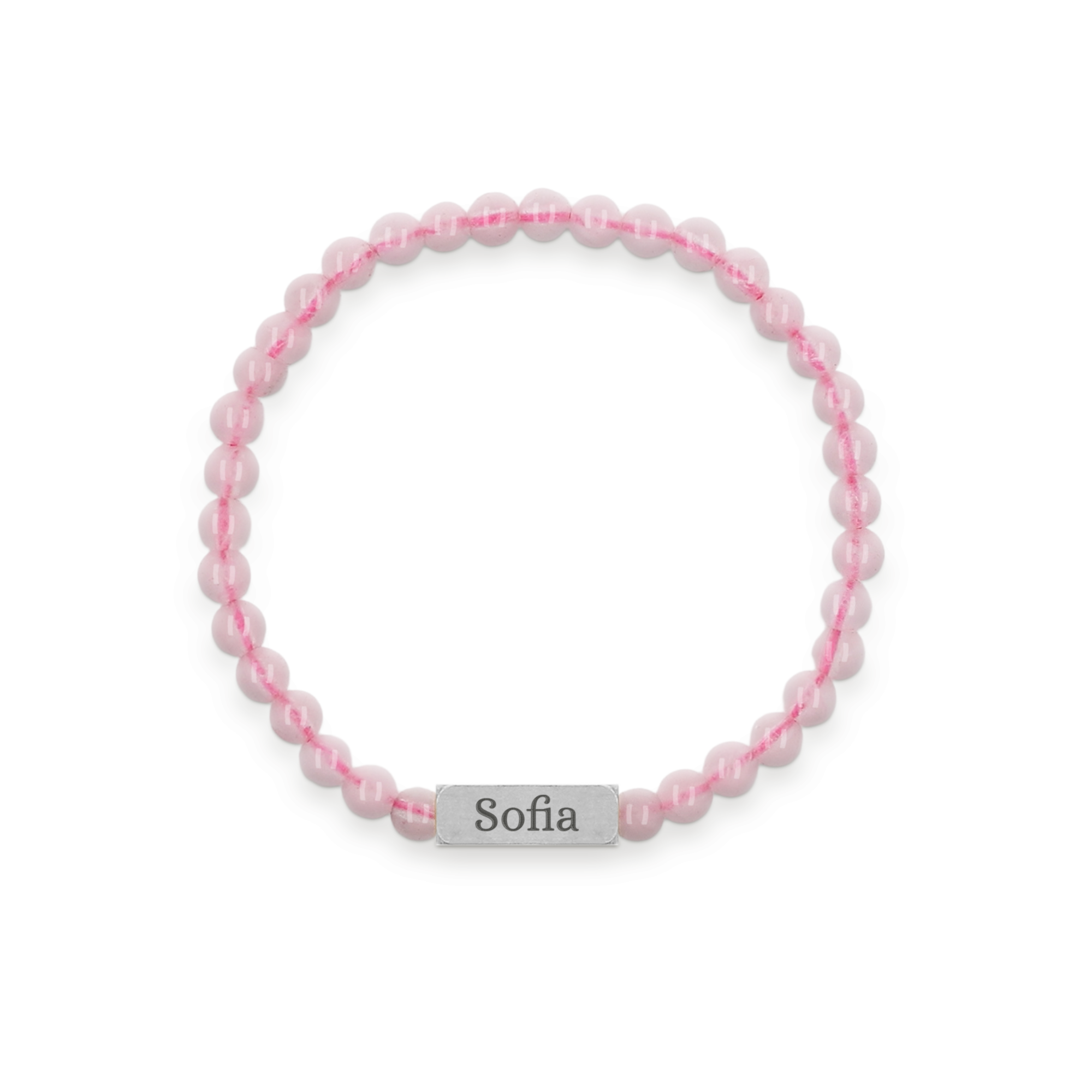 Bracciale in quarzo rosa - inciso