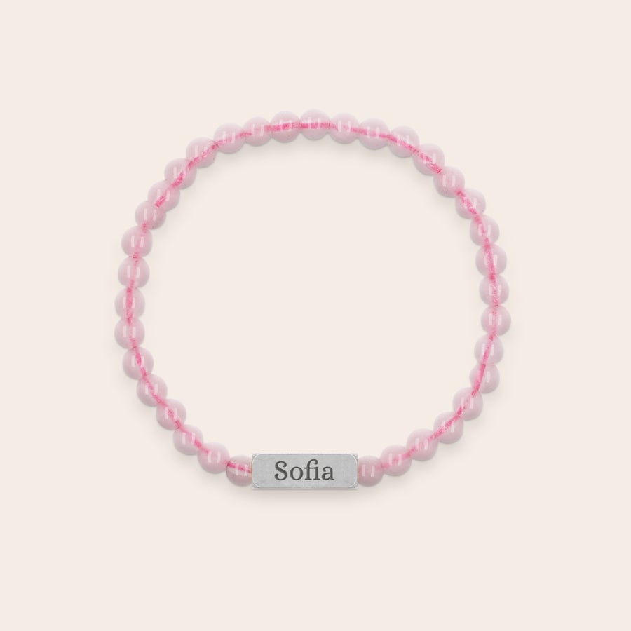Pulsera de cuarzo rosa - grabada Pulsera de cuarzo rosa - grabada