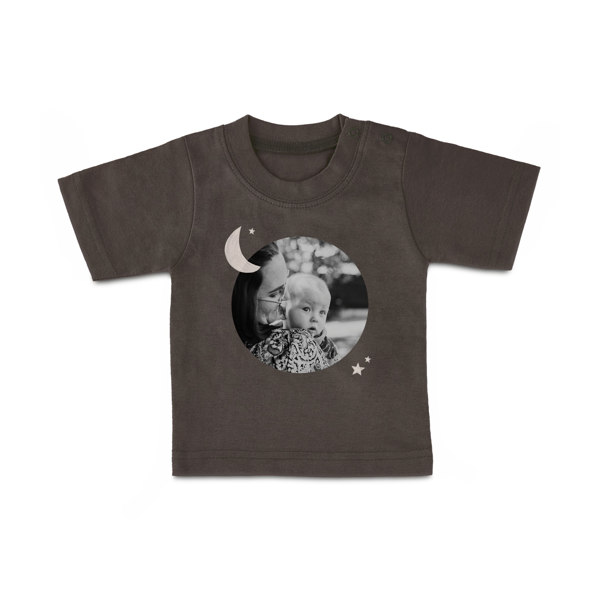 Baby shirt bedrukken - Korte mouw - Antraciet - 86/92