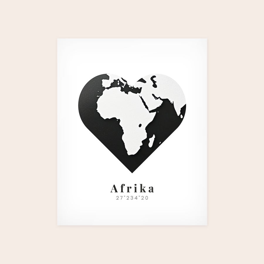 Poster photo prints Personalized poster photo print of Africa in a heart shape with customizable text