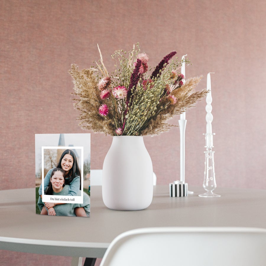 Trockenblumen mit personalisierter Karte Trockenblumen mit personalisierter Karte