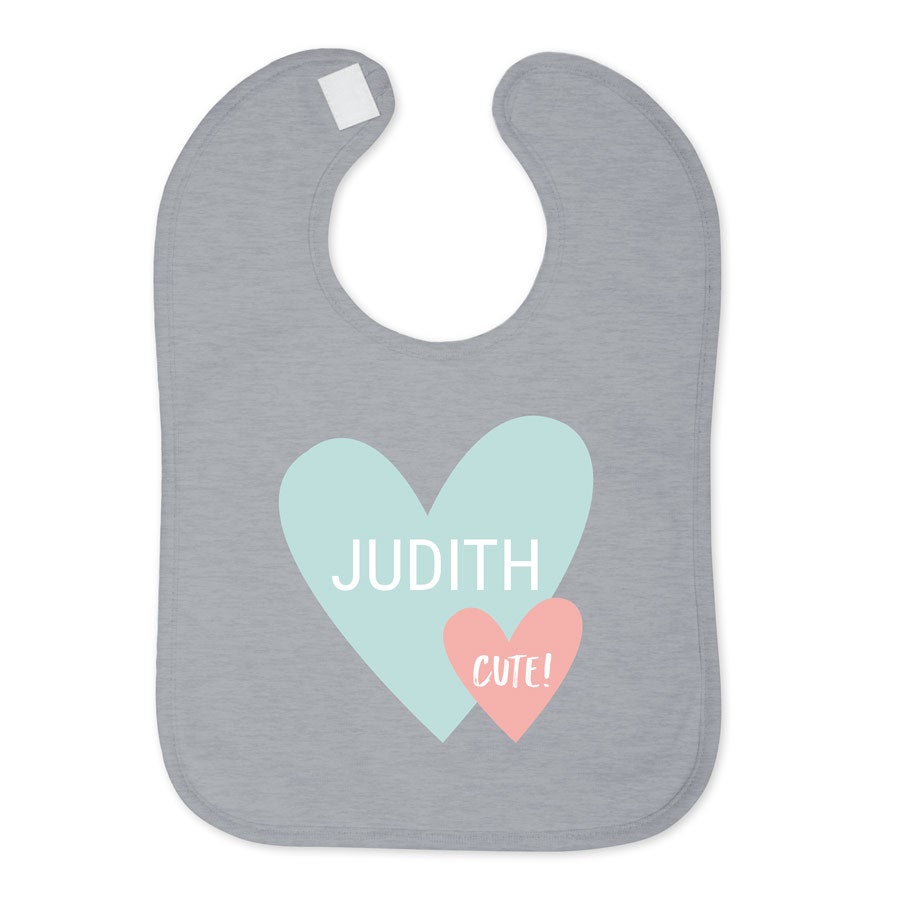 Personalised baby bib - Grey