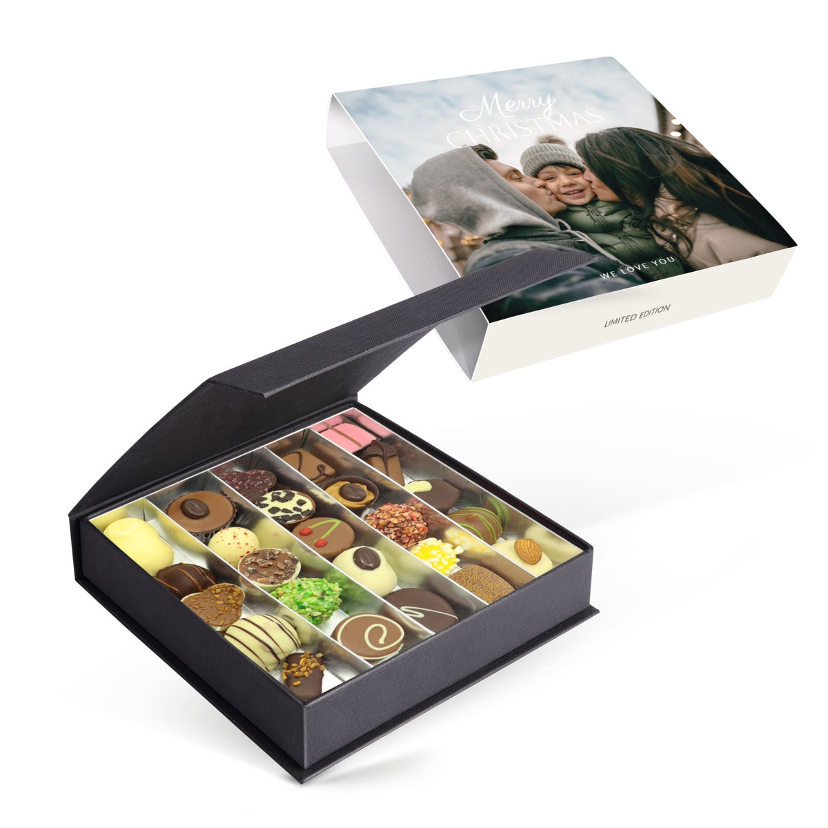 Personalizowane witeczne pudeko prezentowe z czekoladkami - 25 szt.