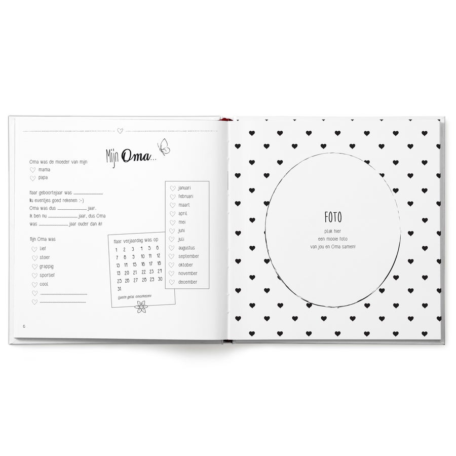 Boek "Lieve Oma, omdat ik je zo mis" met naam Gepersonaliseerd boek - Lieve Oma, omdat ik je zo mis - Softcover, met invulpagina's en ruimte voor een eigen foto.