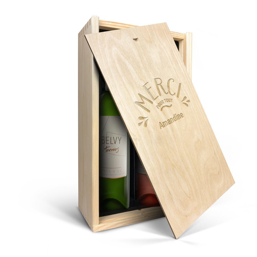 Coffret vin personnalisé - Belvy - Rouge, Blanc & Rosé Coffret vin personnalisé - Belvy - Rouge, Blanc & Rosé
